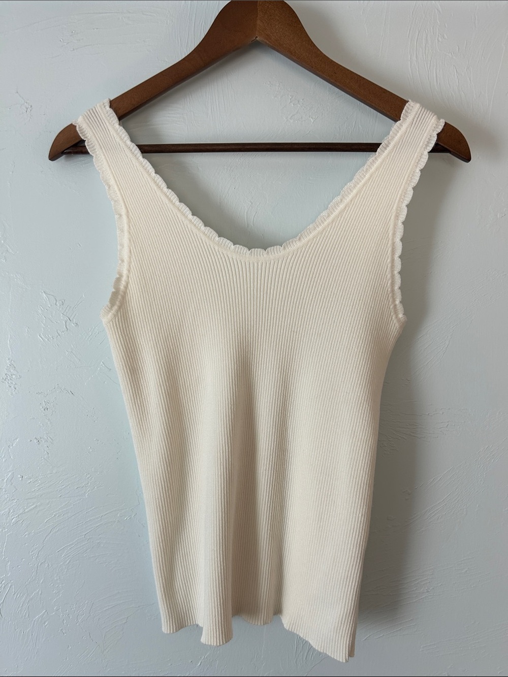Knit Ribbed Cream Tank Top